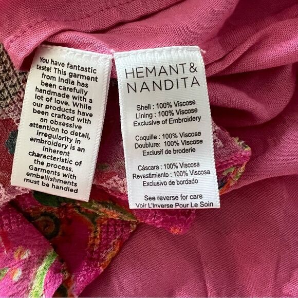 HEMANT AND NANDITA - Fit And Flare Spaghetti Strap Short Dress Fuchsia Siz S - Picture 8 of 8